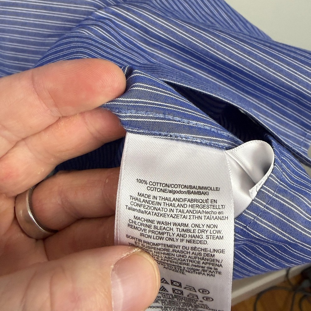 Brooks Brothers Shirts Mens 17 34/35 17-4/5 Blue Red Non Iron Cotton Dress Lot - Picture 10 of 13